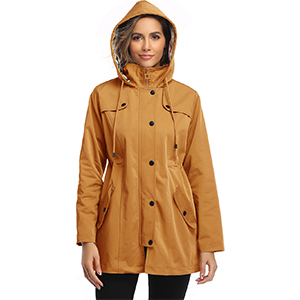 women's heatkeep dynamic storm tech hooded long rain jacket
