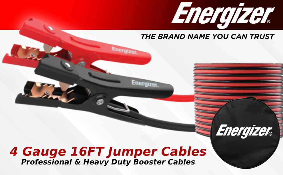 Energizer Jumper Cables for Car Battery, Heavy Duty Automotive Booster