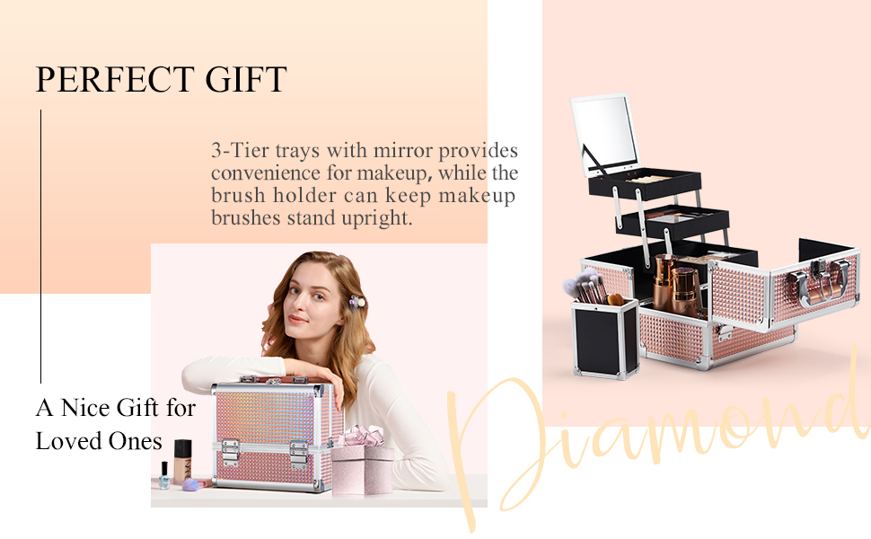rose gold makeup case with mirror