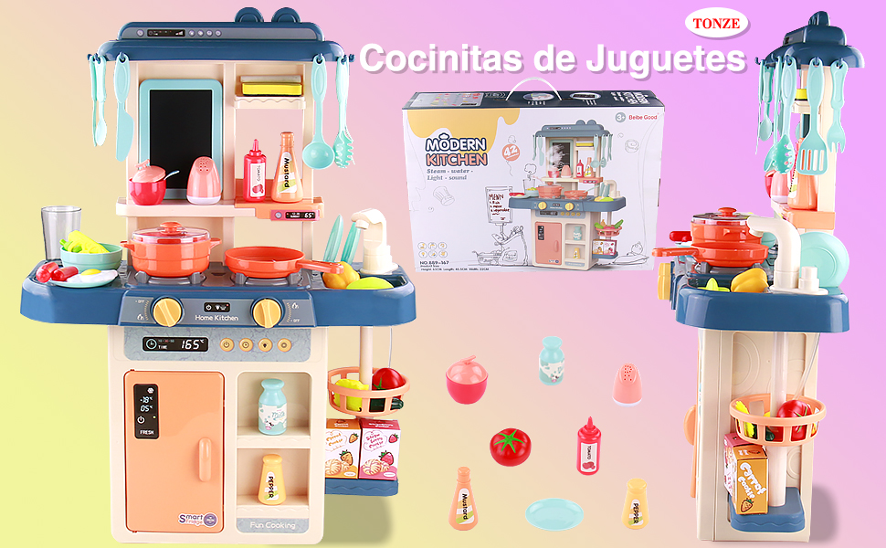 Cocinitas De Juguetes para Niños-Juguetes de Cocina Supermercado De Juguetes Infantil Niña 3 4 5 6 Años,Cocinas Niños Comida De Juguete Utensilios Cocinita Juegos De Agua Regalos Niños Niñas 42 Piezas: Amazon.es: