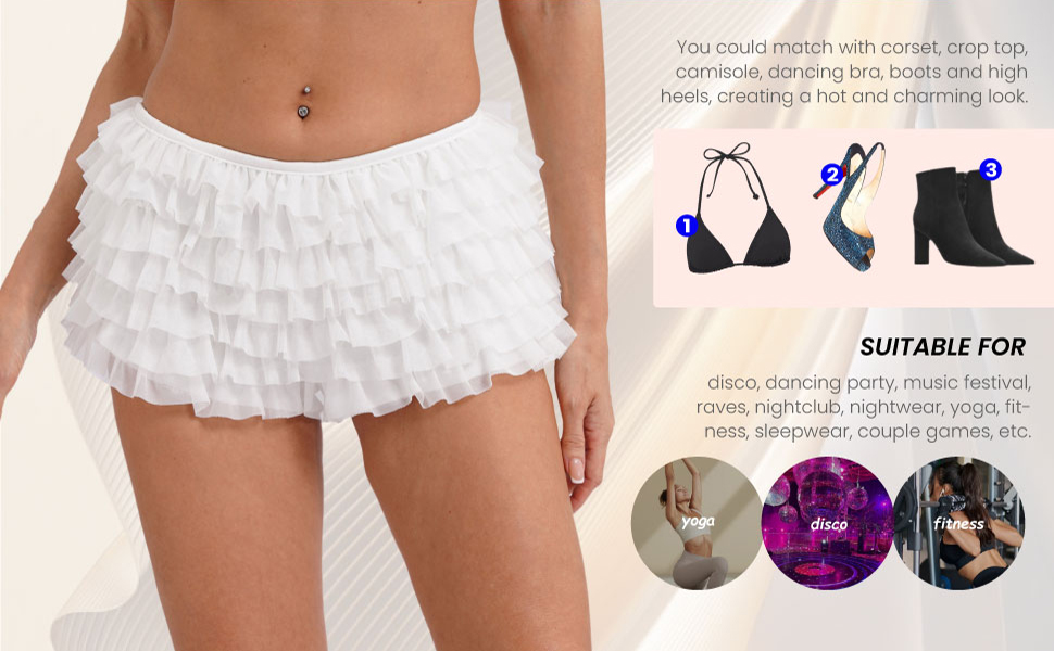 Women's Lolita Bloomers Shorts Multi-layer Ruffles Pants Y2k Low Rise Mini Pettipants