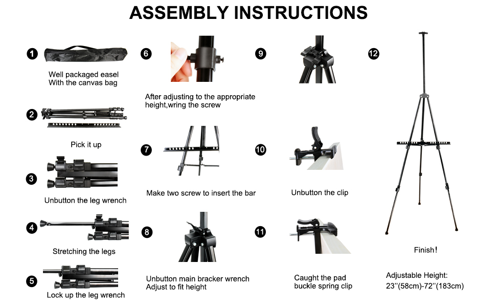 FUDESY Artist Easel Stand, Adjustable Art Tripod for Painting, 58cm to