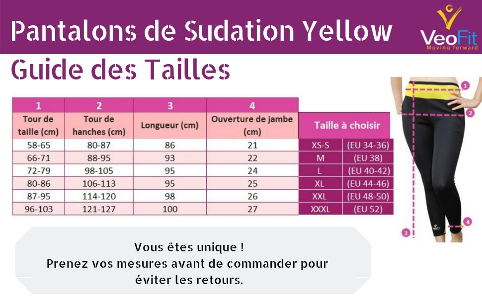 pantalon sudation veofit choisir taille