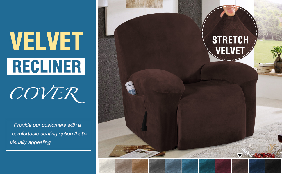 H.VERSAILTEX Stretch Recliner Covers with Pockets 1Piece Recliner Chair Slipcovers