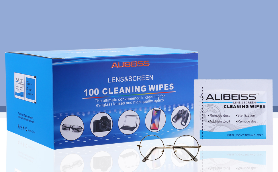 PreMoistened Lens Wipes ALIBEISS Screen Wipes for Glasses, Camera, iPad, Tablets, Smartphone