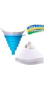 Strainer Cone Silicone Funnel Filter Tip Cone Shaped Fine Nylon Mesh Funnel W/Hooks Disposable