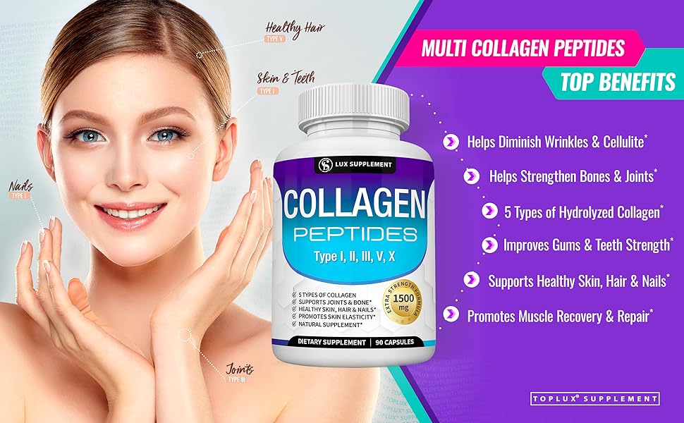 collagen peptides toplux supplement multi complex 5 types