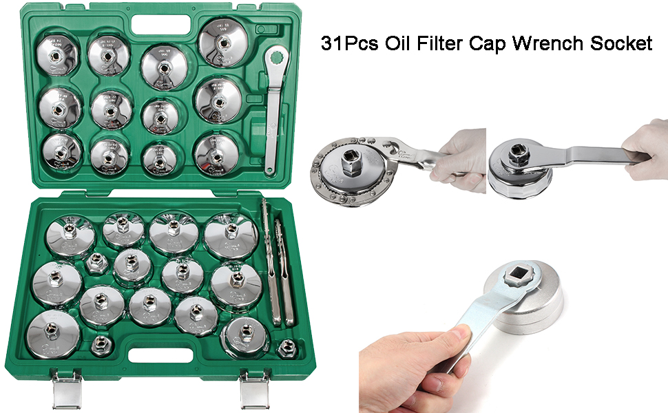 Sunluway 31 PCS 3/8 inch Auto Drive Oil Filter Socket Cup