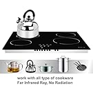 NOXTON Table De Cuisson 4 Foyers En Céramique, 6000W Table De Cuisson Vitrocéramique, L59 X P52 Cm, 9 Niveaux De Puissance, Verrouillage De Sécurité Pour Enfants 14 Convient à toutes les casseroles et coffre-fort :