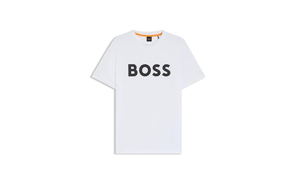 【人気！】BOSS ホワイト ロゴプリント Tシャツ Amazon | [BOSS] [ボス] ラバープリント ロゴ コットン