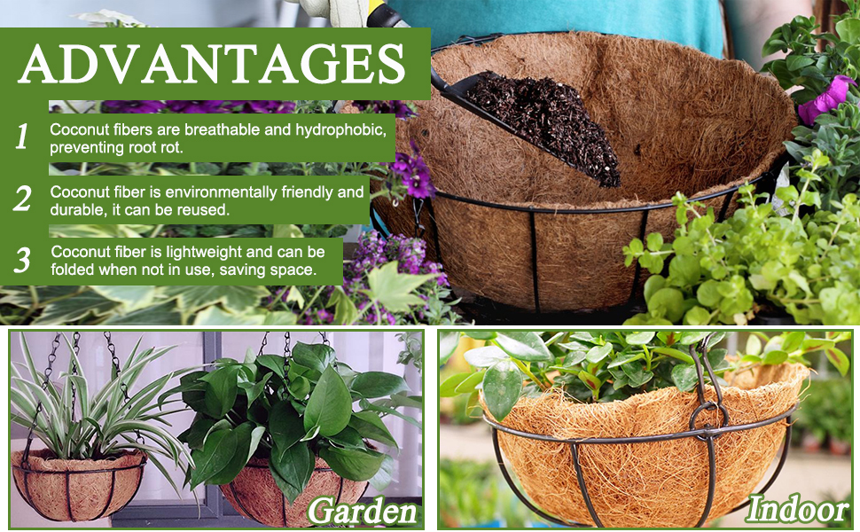 KissDate 4 PCS 10’’ 12’’ Round Coconut Fiber Coco Liners