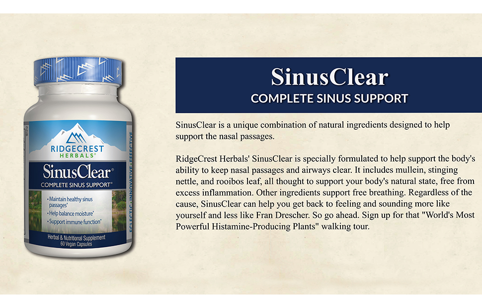 Ridgecrest Herbals SinusClear, Complete Sinus Support, 60