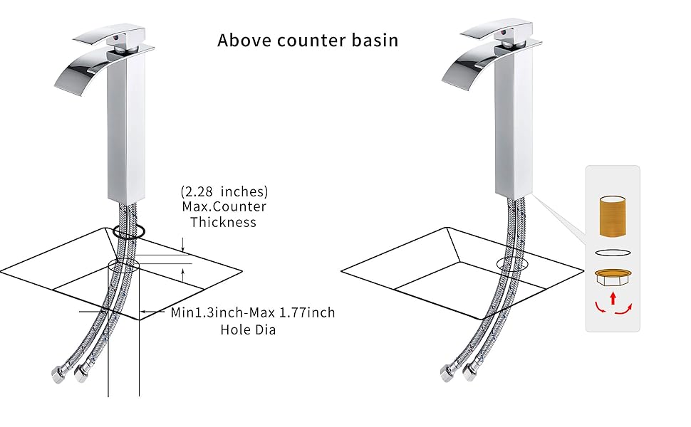 Bathroom Faucet Chrome GGStudy Single Handle One Hole Waterfall