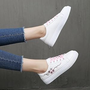 emichossFootJoy シューズ 女性用 ホワイト24.5 Amazon | [xiaofeixia] （ショッフェ） レディース 白スニーカー