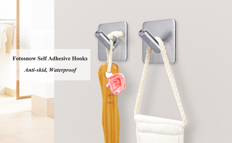 Fotosnow Heavy Duty Adhesive Hooks Towel Hooks Waterproof