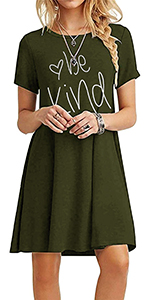 Printed Cotton Tshirt Sundresses Short Sleeve Shift Tunic Swing Dress for Women Casual Summer Beach