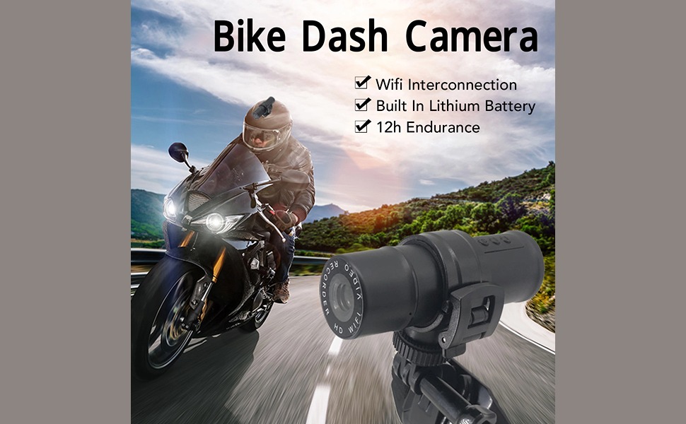 1080P WiFi Dash Cam with 120° Wide Angle, Helmet Camera