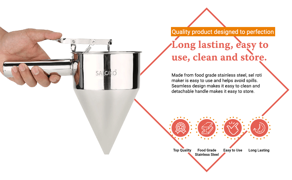 SALCKO Sel Roti Maker, Traditional Nepali Soli Machine Silver