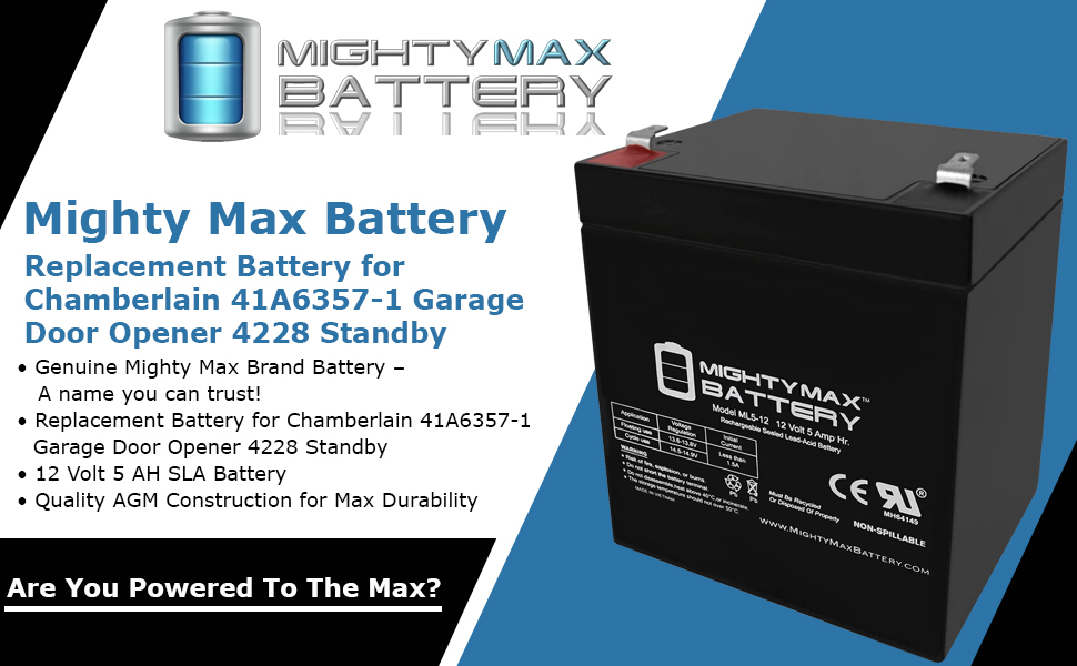 Amazon Com Mighty Max Battery 12v 5ah Chamberlain 41a6357 1 Garage Door Opener 4228 Standby Brand Product Health Household Amazon Com Mighty Max Battery 12v 5ah Chamberlain 41a6357 1 Garage Door Opener 4228 Standby Brand Product Health Household