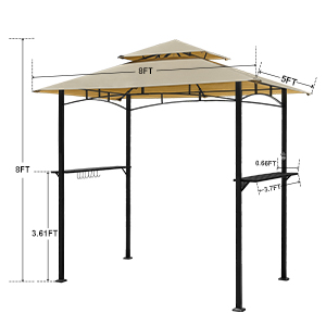 YODOLLA 8 X 5ft Outdoor Grill Gazebo With Vented Top, 2-Tier Waterproof BBQ Gazebo For Patio And Backyard, Beige 15 gazebo