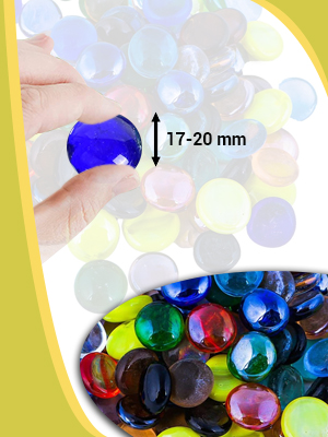 transparente Kieselsteine, Glas, hitzebeständig, feuerfest, Kristall, glatt poliert.