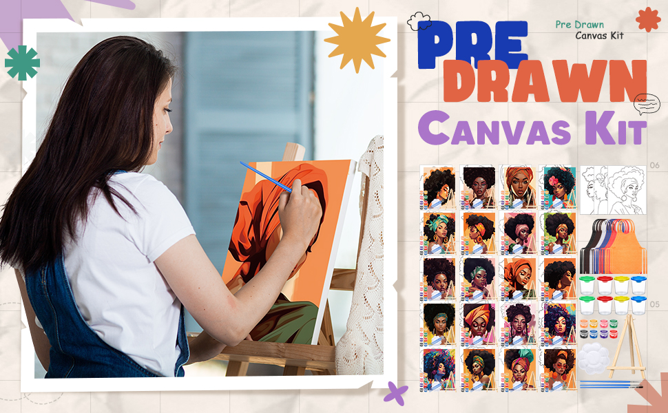 Sherr 140 Pcs 20 Set Pre Drawn Canvas Ki... 9 B0DL5KPSD5 1