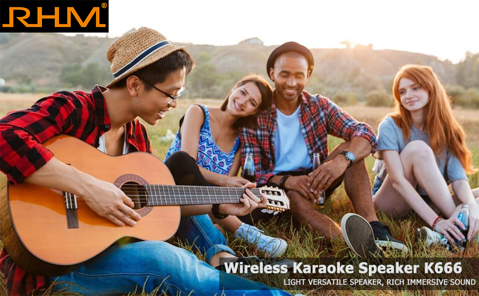 RHM Karaoke Machine,2 Wireless Microphones,Rechargeable