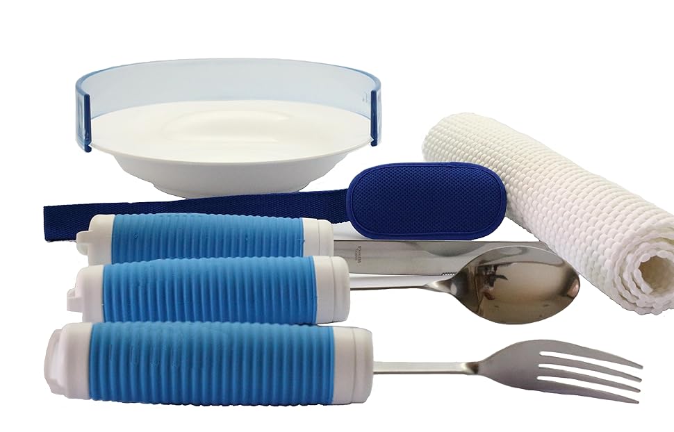 DaffoGreen Adaptive Bendable Eating Aid Utensil Set with Adjustable