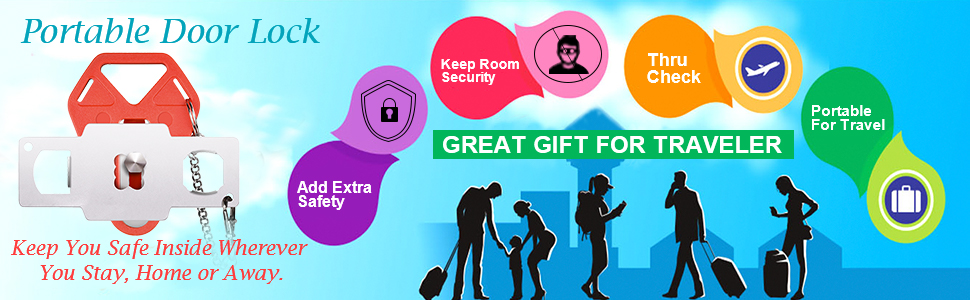 Portable Door Lock,Travel Lock, Add Extra Locks for Additional Safety and Privacy