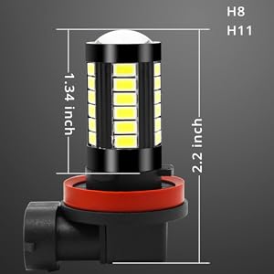 Dimension Alla Super Bright H8 H16 H11 LED Fog Lights Bulbs 12V Cars DRL