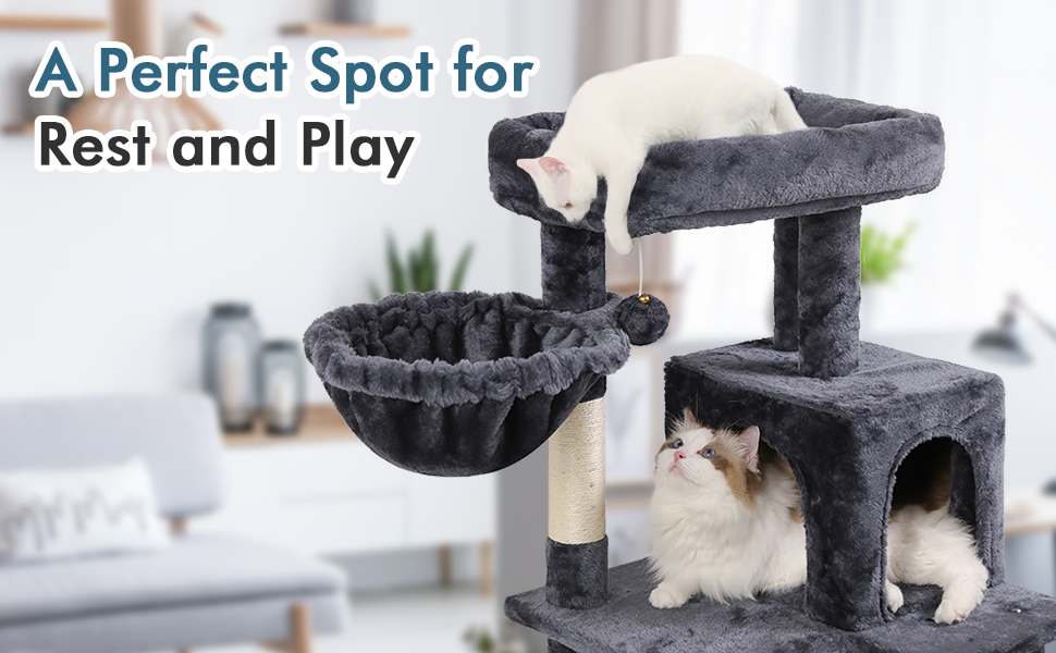 rabbitgoo Cat Tree 39" Cat Tower for Indoor Cats, Multi