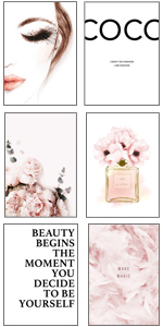 Coco poster bottle mace up feather fashion peony wild rose sayings quotes wall picture old pink beauty 