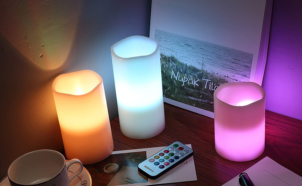 DRomance Flameless Flickering Candles Color Changing with 18Key Remote