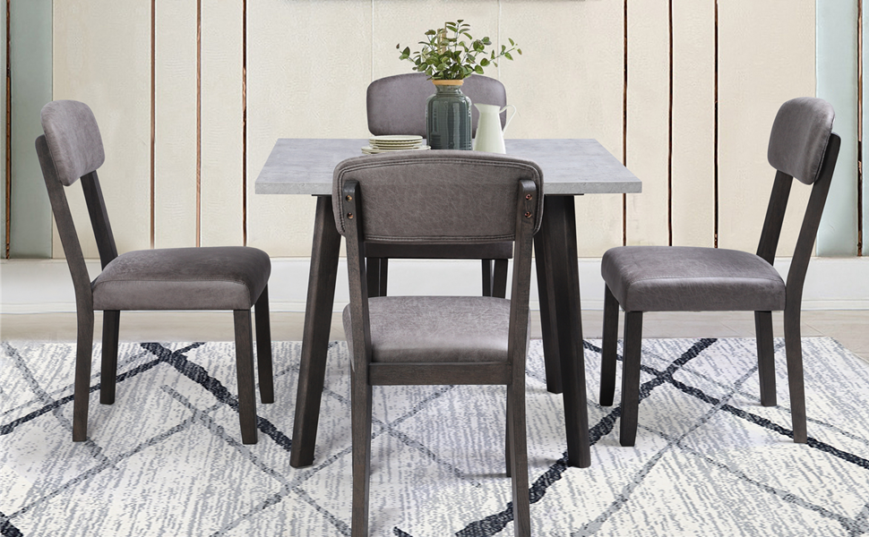 Polibi 5Piece Wooden Dining Set with 4 Padded Dining