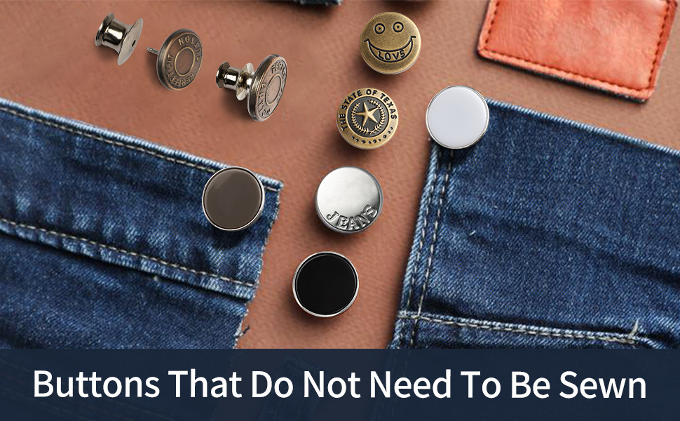 17mm Replacement Jeans Buttons, Perfect Fit No Sew Instant