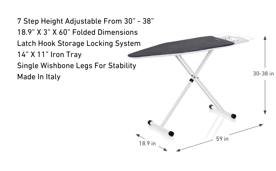 Reliable 120IB Home Ironing Board Made in Italy Portable