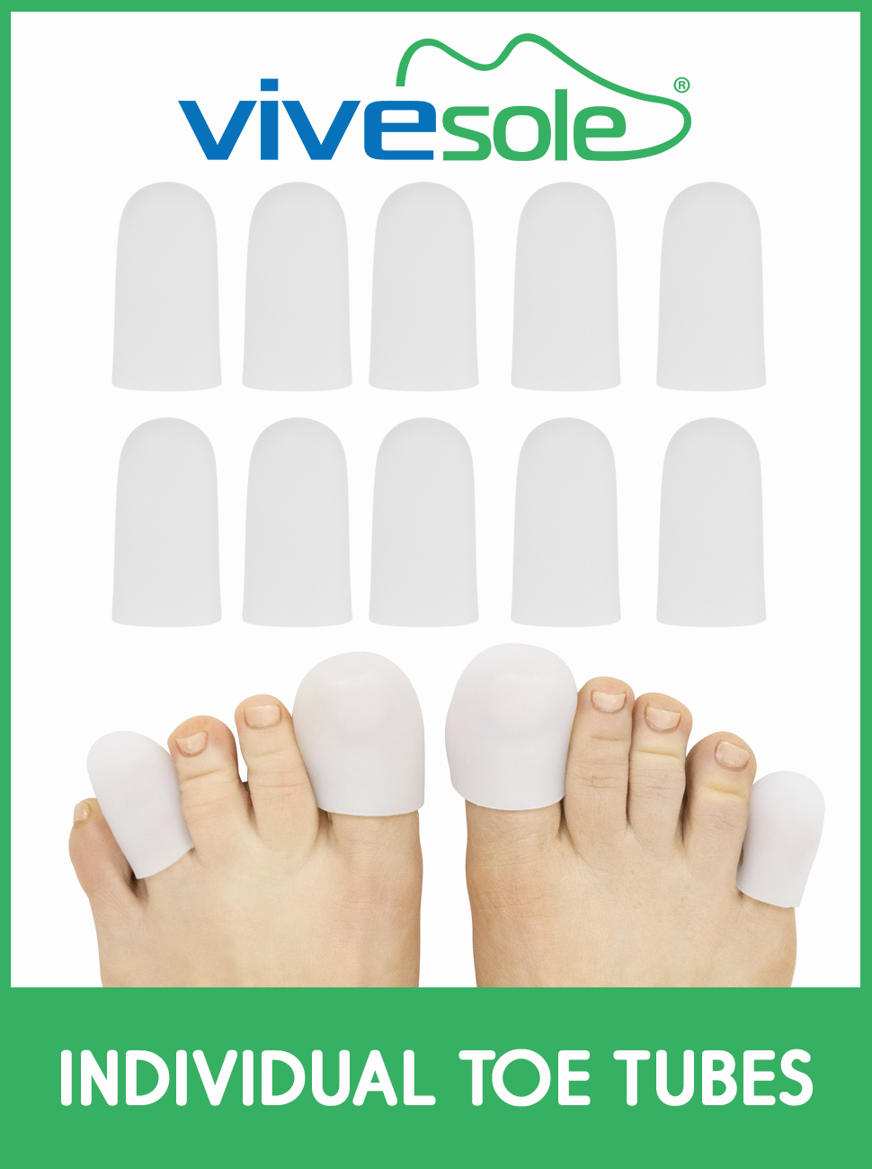 ViveSole Soft Gel Toe Protectors for Men & Women Toe Caps for Foot Pain Relief