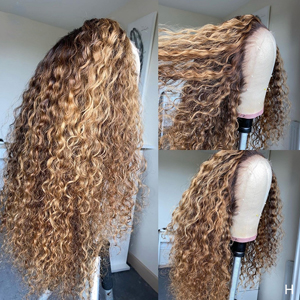 Amazon Com Fureya Curly Hair Lace Front Wigs For Black Women Dark Root Ombre Brown Color 2 Tones Synthetic Long Wigs Heat Resistant Fiber Hair 24 Inch Honey Blond Wigs Beauty