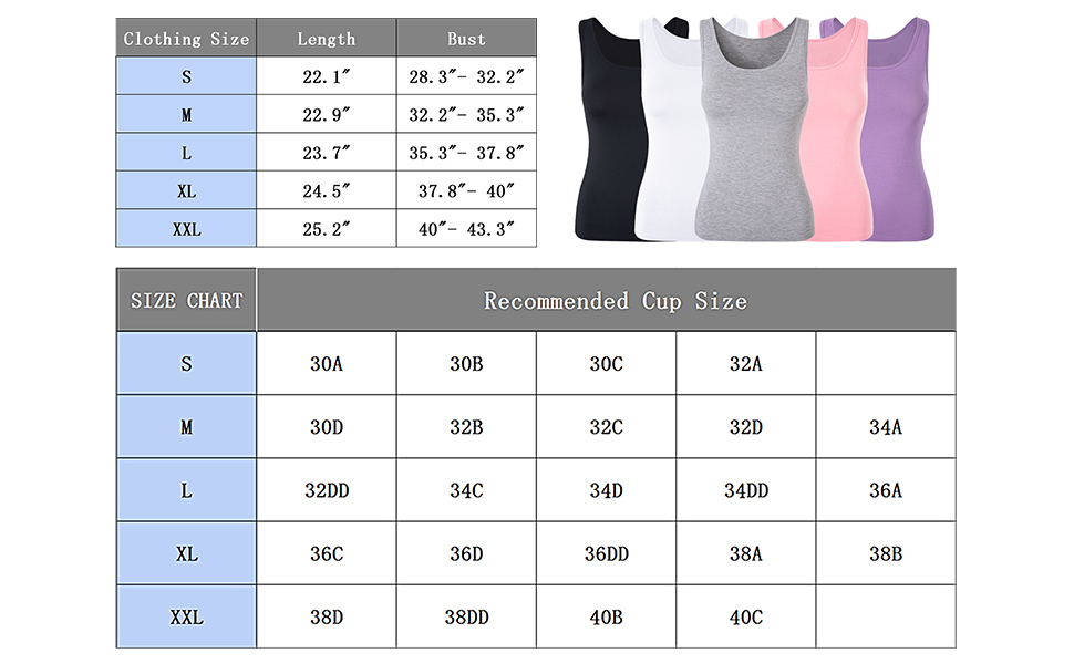 Dylh Women Shelf Bra Support Tank Top Super Comfy Stretch Camis A Dd Cups 1 2 Packs