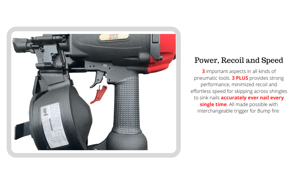 3PLUS Roofing Nailer - Pneumatic Coil Nail Gun -12 3PLUS Roofing Nailer - Pneumatic Coil Nail Gun -12