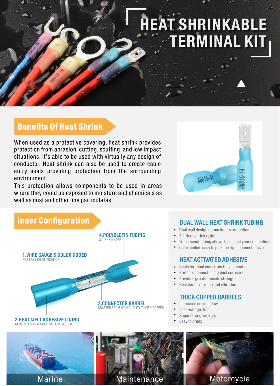 iCrimp Heat Shrink Connectors Crimping Tool with 120pcs Heat Shrink