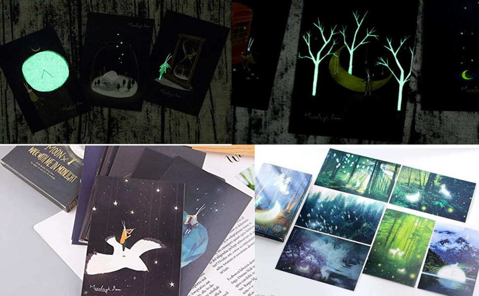 Amazon.com : 30pcs Vintage Luminous Postcard Glow in The