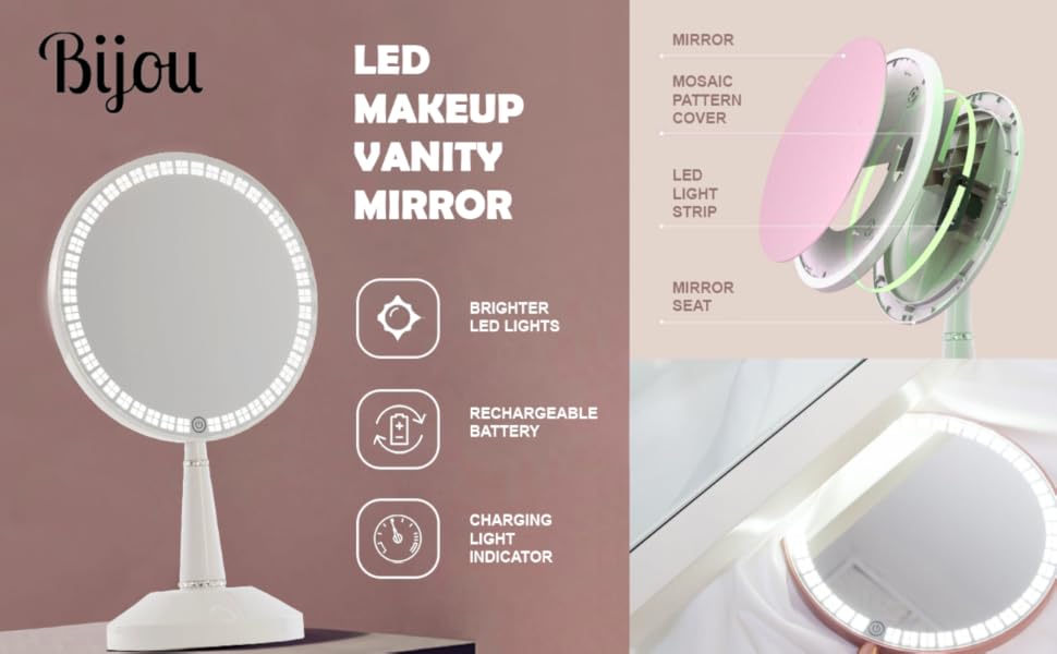 Impressions Bijou LED Hand Mirror with Charging Base
