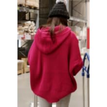 Nibunuichi Style 1/2 Style Simple Hooded Parka, Knit, Pullover, Sweater, Women's