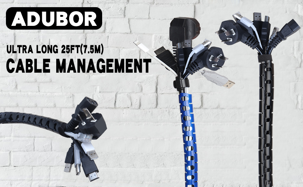 Adubor 25ft 1 Inch Cable Sleeve Flexible Cord Bundler