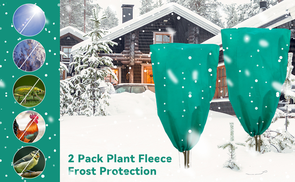 Hoemwarm 2 Pack Plant Covers Freeze Protection Bags, Winter