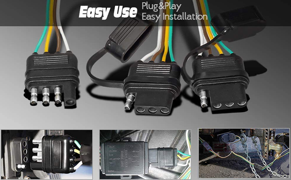 BlyilyB 1Pack Flat 4 Pin YSplitter Trailer Extension