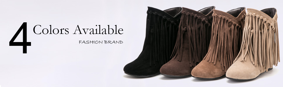 Amazon.com | fereshte Women's Tassel Bootie Fringe Hidden