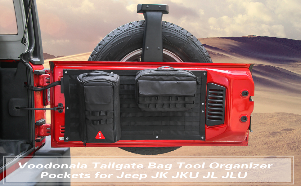 Voodonala for Jeep Tailgate Tool Kit Storage Bag Organizer Racks for