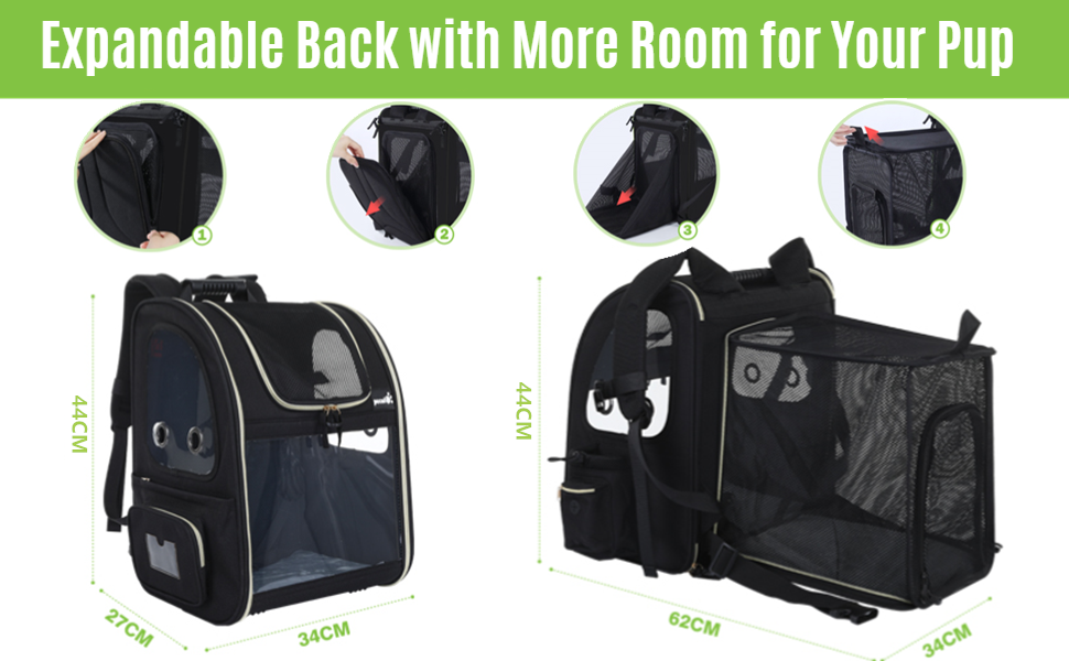 pecute Pet Carrier Backpack Expandable,Portable Breathable Rucksack